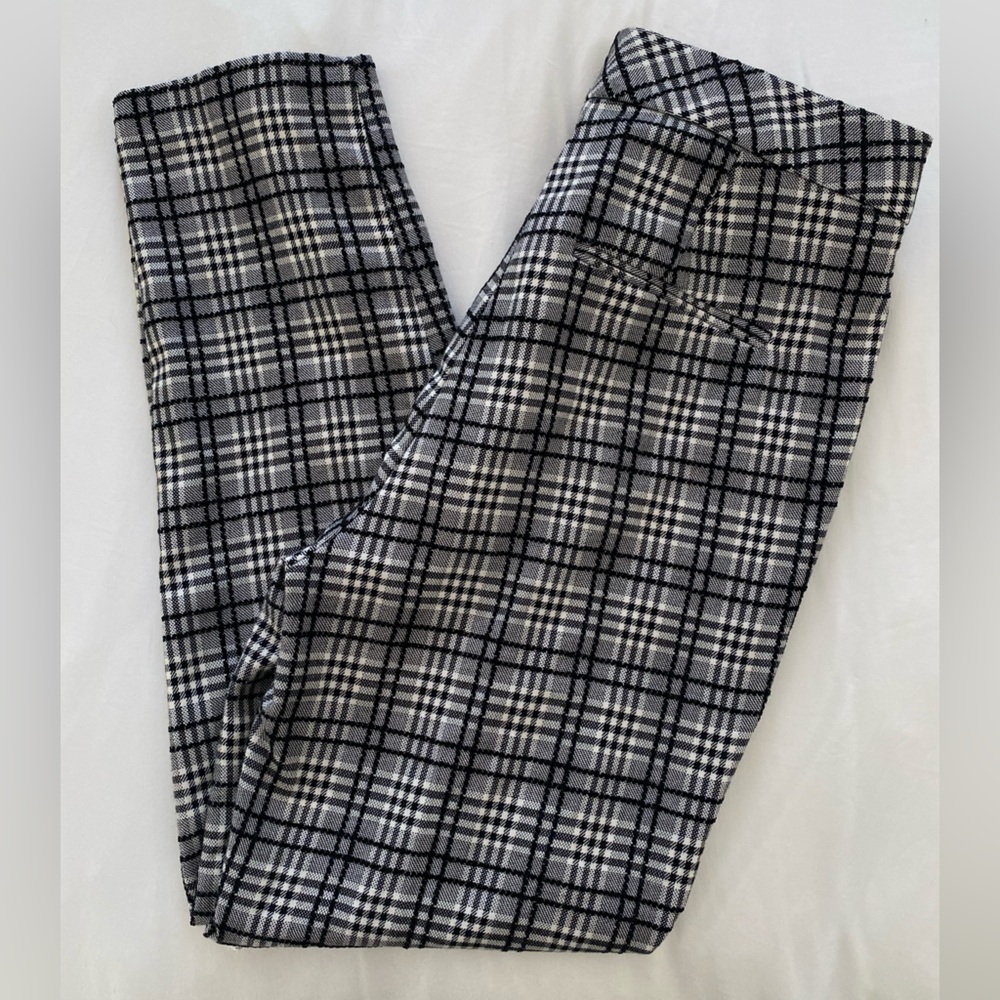 Top Shop Black White Grey Plaid Capri Pants Women’s Size 6